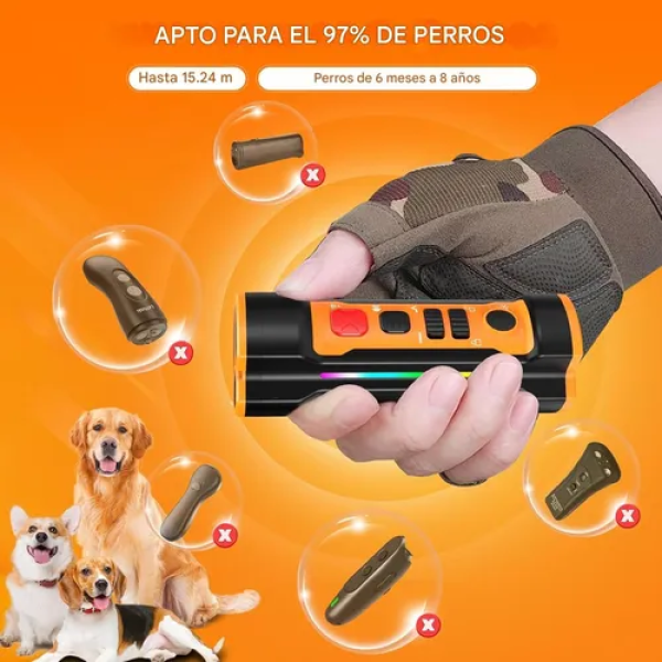 Entrenador auyentador ultrasonido con luz para perros 3 en 1 - Imagen 3