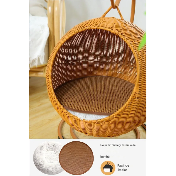 Cama De Mimbre Para Gatos Colgable - Imagen 3