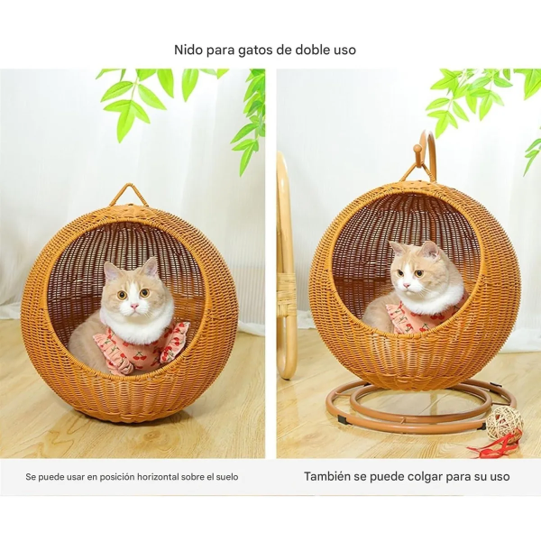 Cama De Mimbre Para Gatos Colgable - Imagen 2