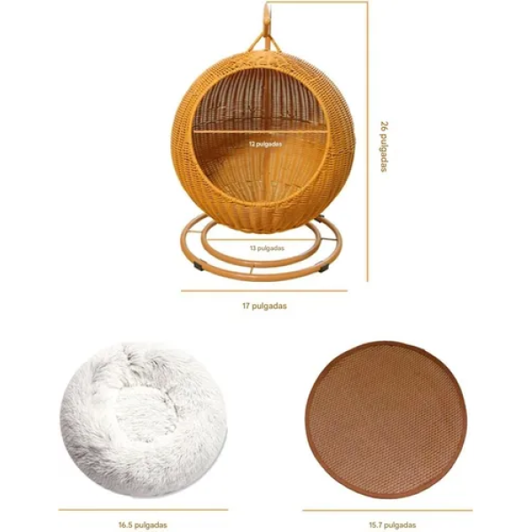 Cama De Mimbre Para Gatos Colgable - Imagen 5